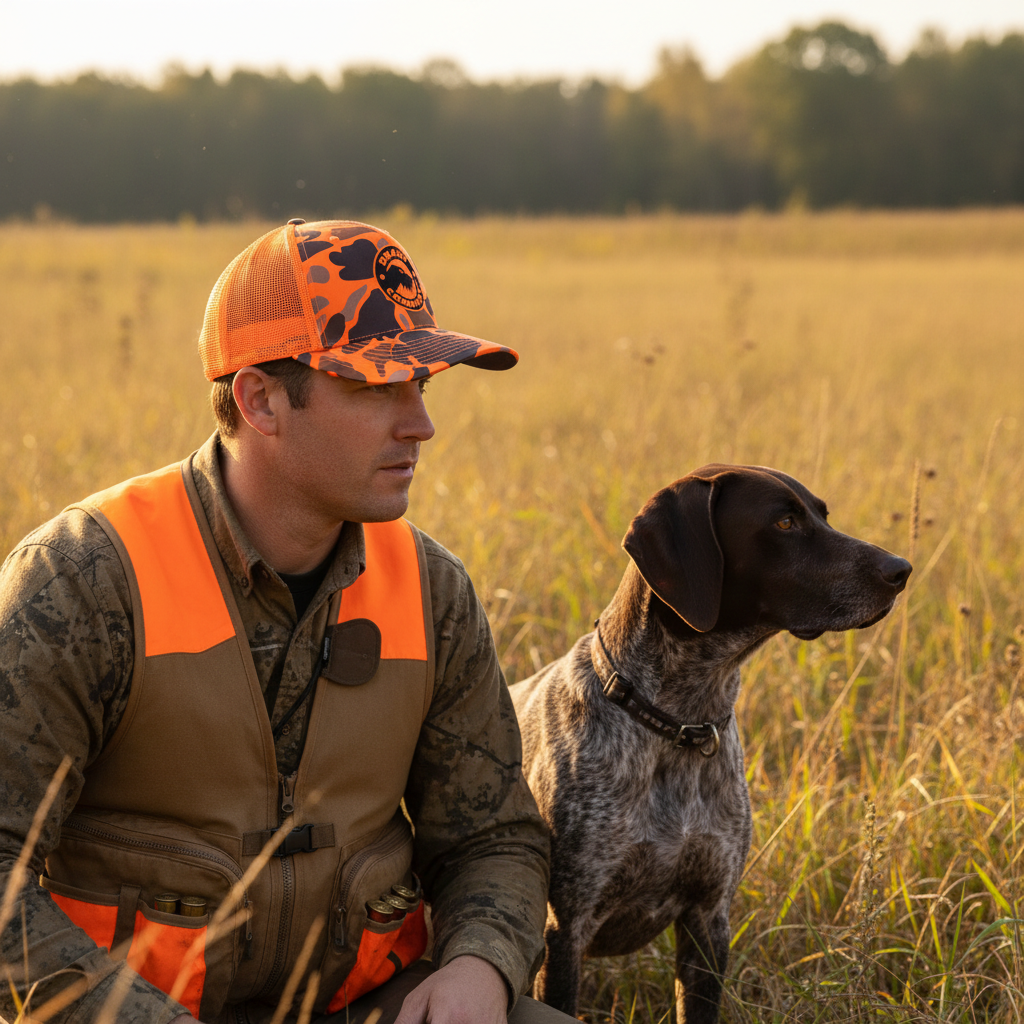 Blaze Camo Hat with dog lifestyle